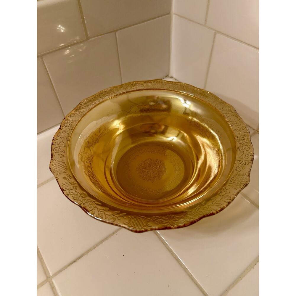 Federal Glass Normandie Pattern Marigold Carnival Glass 8.5” Serving Bowl